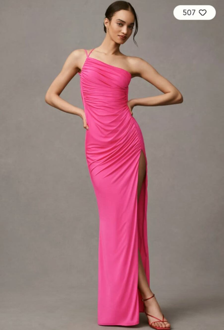Anthropologie Katie May Rosalind One-Shoulder Ruched Maxi Dress Formal Gown